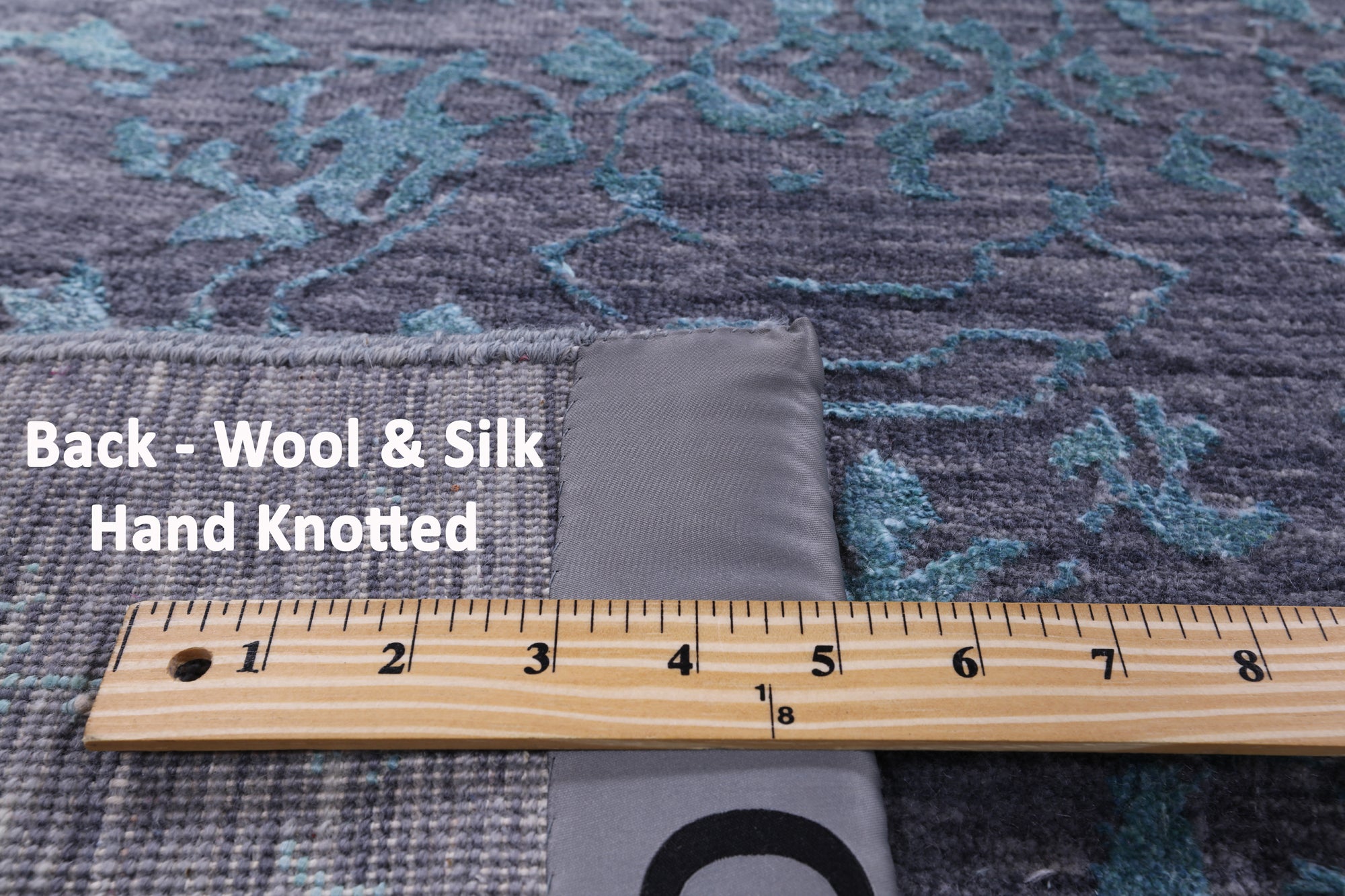 Grey Modern Hand Knotted Wool & Silk Rug - 7' 11" X 9' 11" - Golden Nile