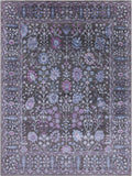 Grey Contemporary Hand Knotted Wool & Silk Rug - 8' 0" X 10' 10" - Golden Nile
