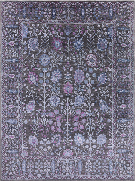 Grey Contemporary Hand Knotted Wool & Silk Rug - 8' 0" X 10' 10" - Golden Nile