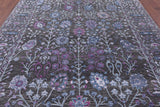 Grey Contemporary Hand Knotted Wool & Silk Rug - 8' 0" X 10' 10" - Golden Nile