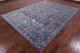 Grey Contemporary Hand Knotted Wool & Silk Rug - 8' 0" X 10' 10" - Golden Nile