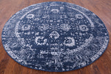 Blue Round Modern Handmade Wool & Silk Rug - 8' 3" X 8' 3" - Golden Nile