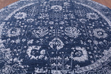 Blue Round Modern Handmade Wool & Silk Rug - 8' 3" X 8' 3" - Golden Nile