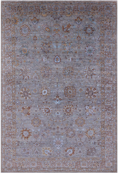 Grey Persian Hand Knotted Wool & Silk Rug - 6' 0" X 9' 0" - Golden Nile