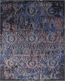 Black Persian Hand Knotted Wool & Silk Rug - 8' 1" X 10' 1" - Golden Nile