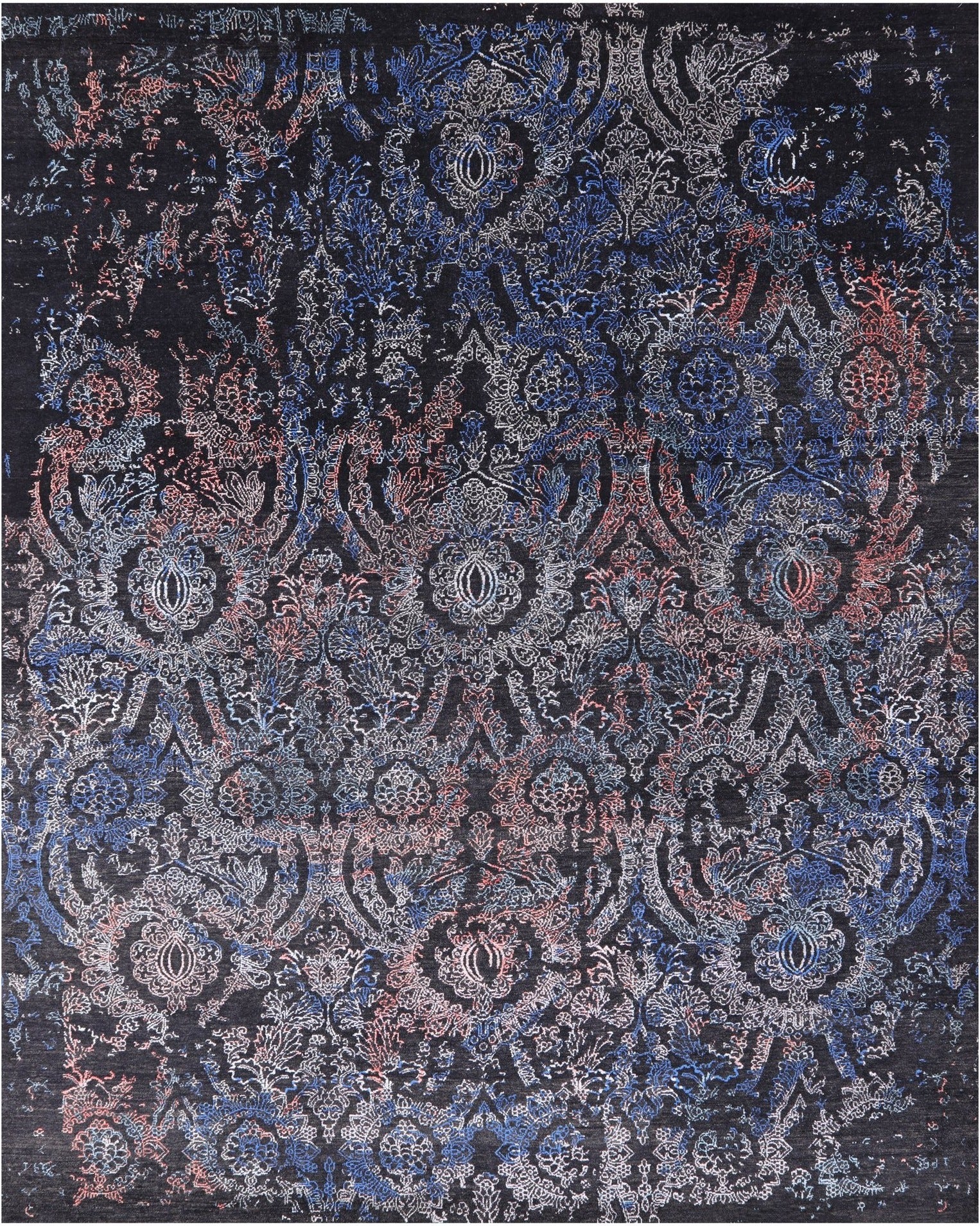 Black Persian Hand Knotted Wool & Silk Rug - 8' 1" X 10' 1" - Golden Nile