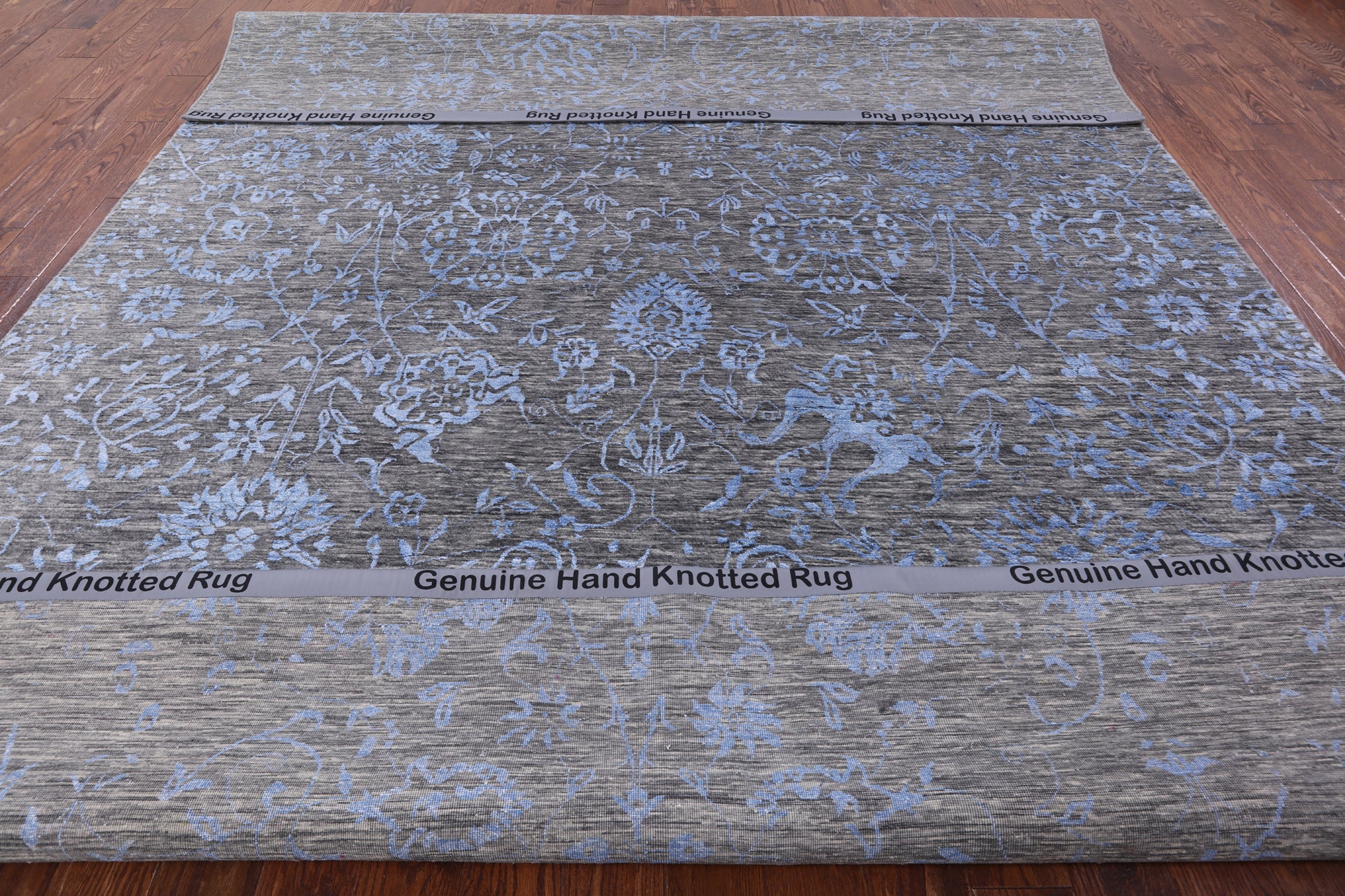 Grey Modern Handmade Wool & Silk Rug - 8' 11" X 12' 0" - Golden Nile