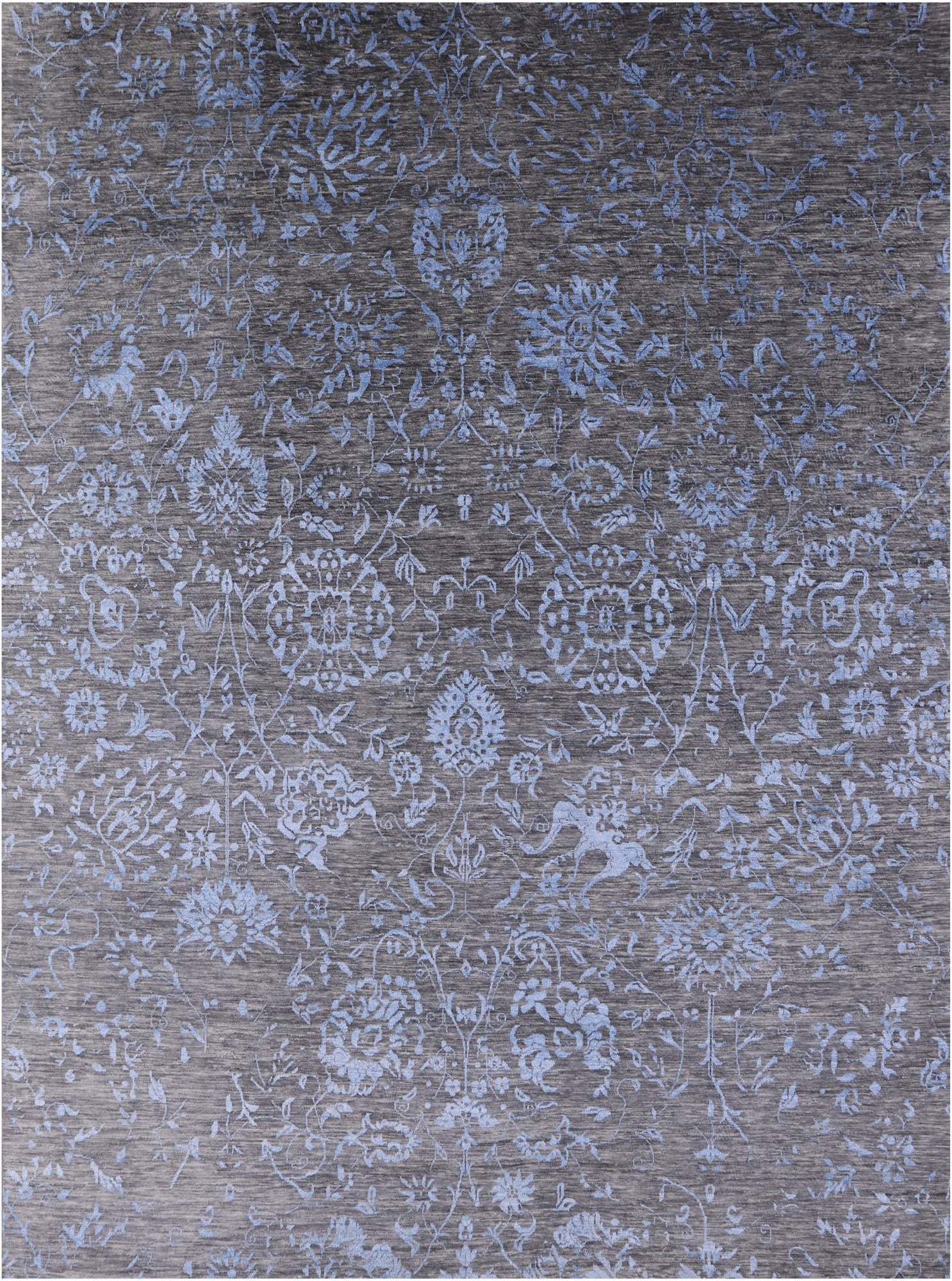 Grey Modern Handmade Wool & Silk Rug - 8' 11" X 12' 0" - Golden Nile
