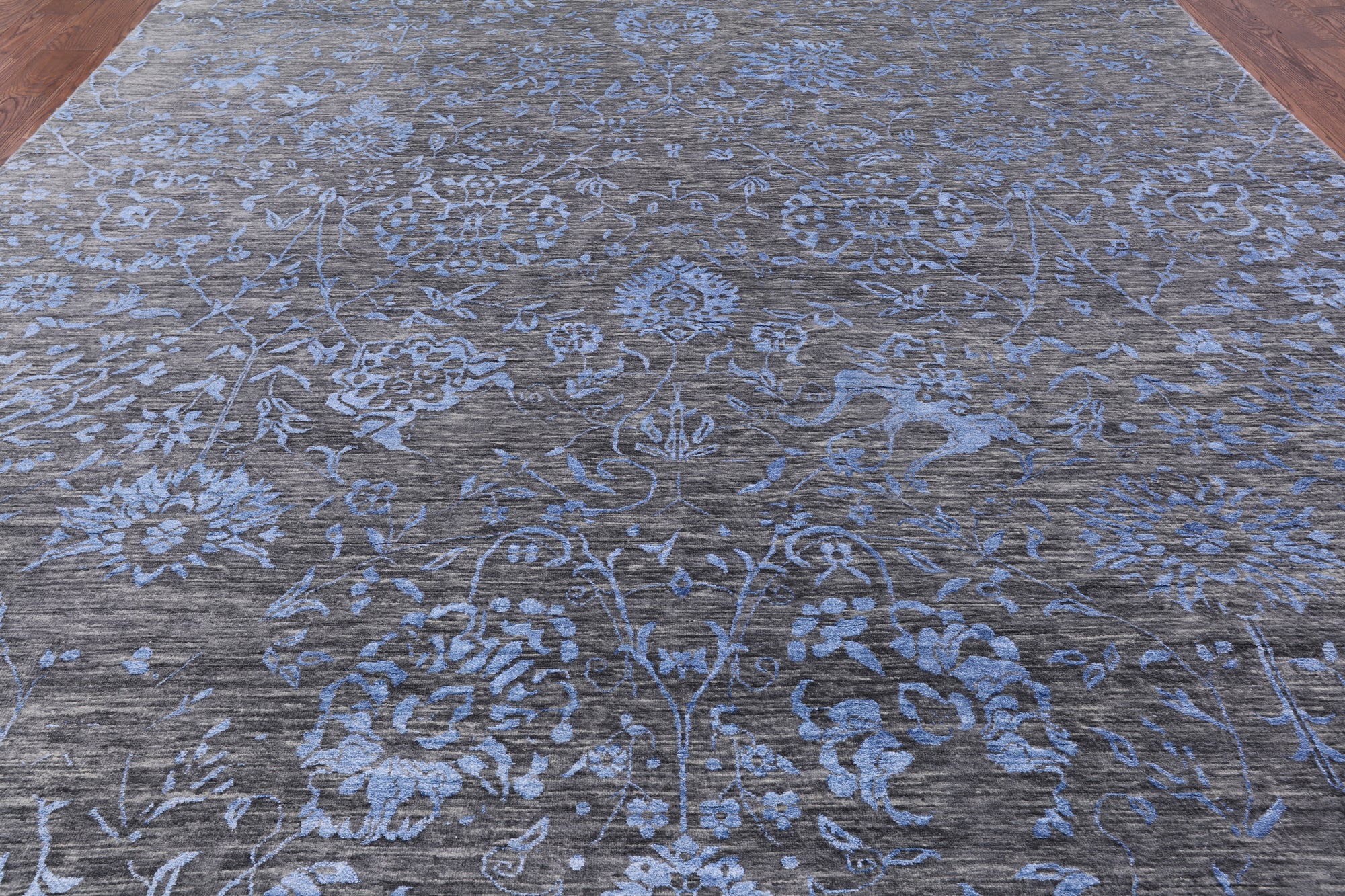 Grey Modern Handmade Wool & Silk Rug - 8' 11" X 12' 0" - Golden Nile