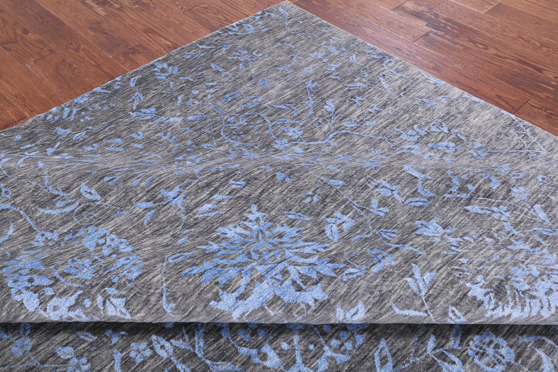 Grey Modern Handmade Wool & Silk Rug - 8' 11" X 12' 0" - Golden Nile