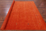 Orange Square Persian Gabbeh Hand Knotted Wool Rug - 9' 0" X 9' 0" - Golden Nile