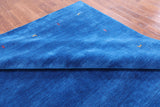 Blue Persian Gabbeh Hand Knotted Wool Rug - 9' 0" X 12' 0" - Golden Nile