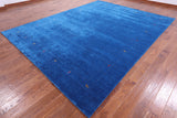 Blue Persian Gabbeh Hand Knotted Wool Rug - 9' 0" X 12' 0" - Golden Nile