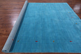Blue Persian Gabbeh Hand Knotted Wool Rug - 8' 0" X 10' 0" - Golden Nile
