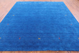 Blue Square Persian Gabbeh Hand Knotted Wool Rug - 8' 0" X 8' 0" - Golden Nile