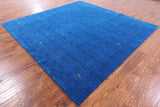 Blue Square Persian Gabbeh Hand Knotted Wool Rug - 8' 0" X 8' 0" - Golden Nile