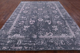 Grey Contemporary Hand Knotted Wool & Silk Rug - 8' 0" X 9' 10" - Golden Nile
