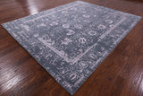 Grey Contemporary Hand Knotted Wool & Silk Rug - 8' 0" X 9' 10" - Golden Nile