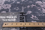 Grey Contemporary Hand Knotted Wool & Silk Rug - 8' 0" X 9' 10" - Golden Nile