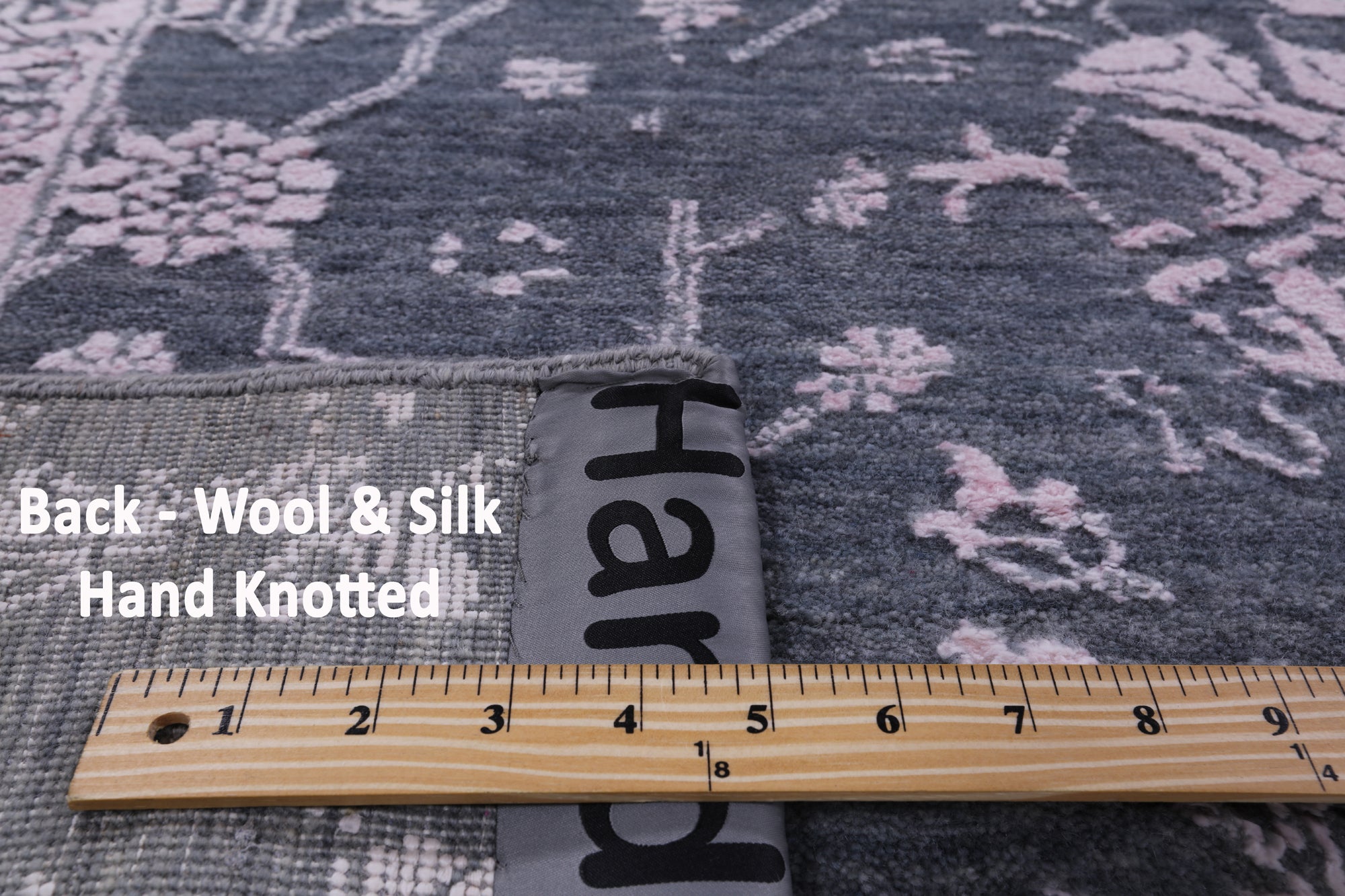 Grey Contemporary Hand Knotted Wool & Silk Rug - 8' 0" X 9' 10" - Golden Nile