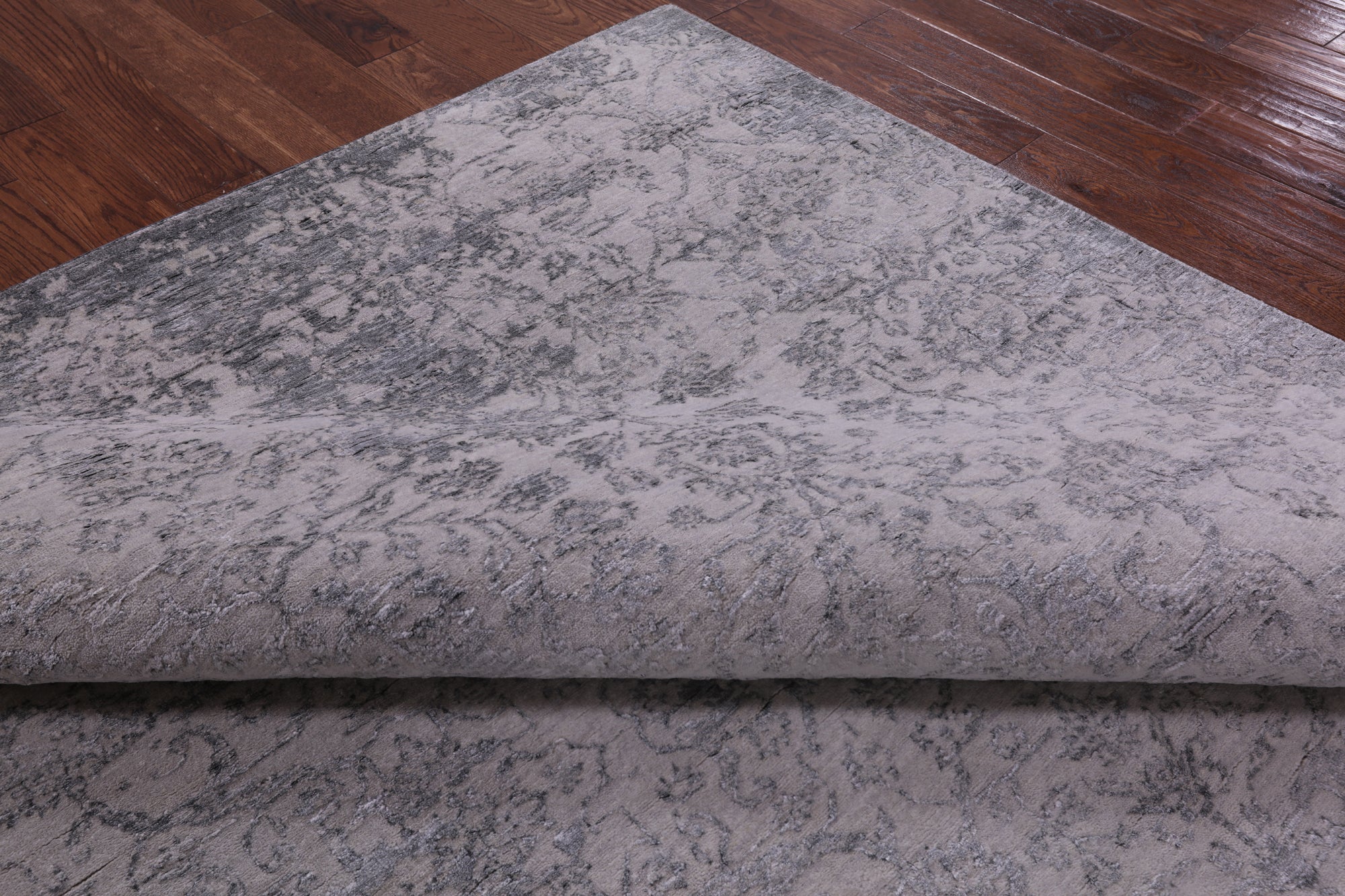 Grey Modern Handmade Wool & Silk Rug - 7' 11" X 9' 10" - Golden Nile