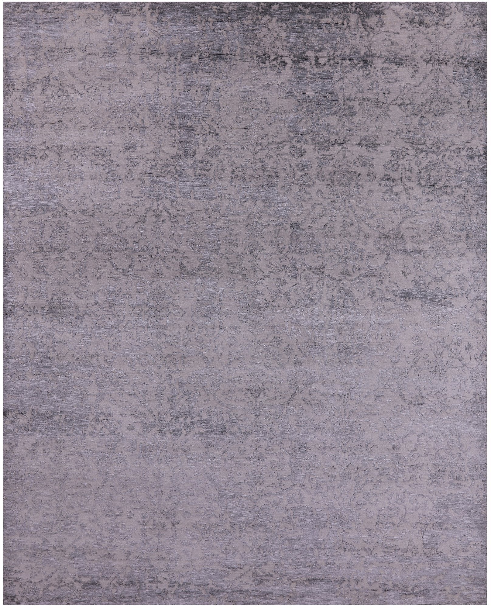 Grey Modern Handmade Wool & Silk Rug - 7' 11" X 9' 10" - Golden Nile