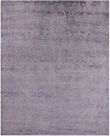 Grey Modern Handmade Wool & Silk Rug - 7' 11