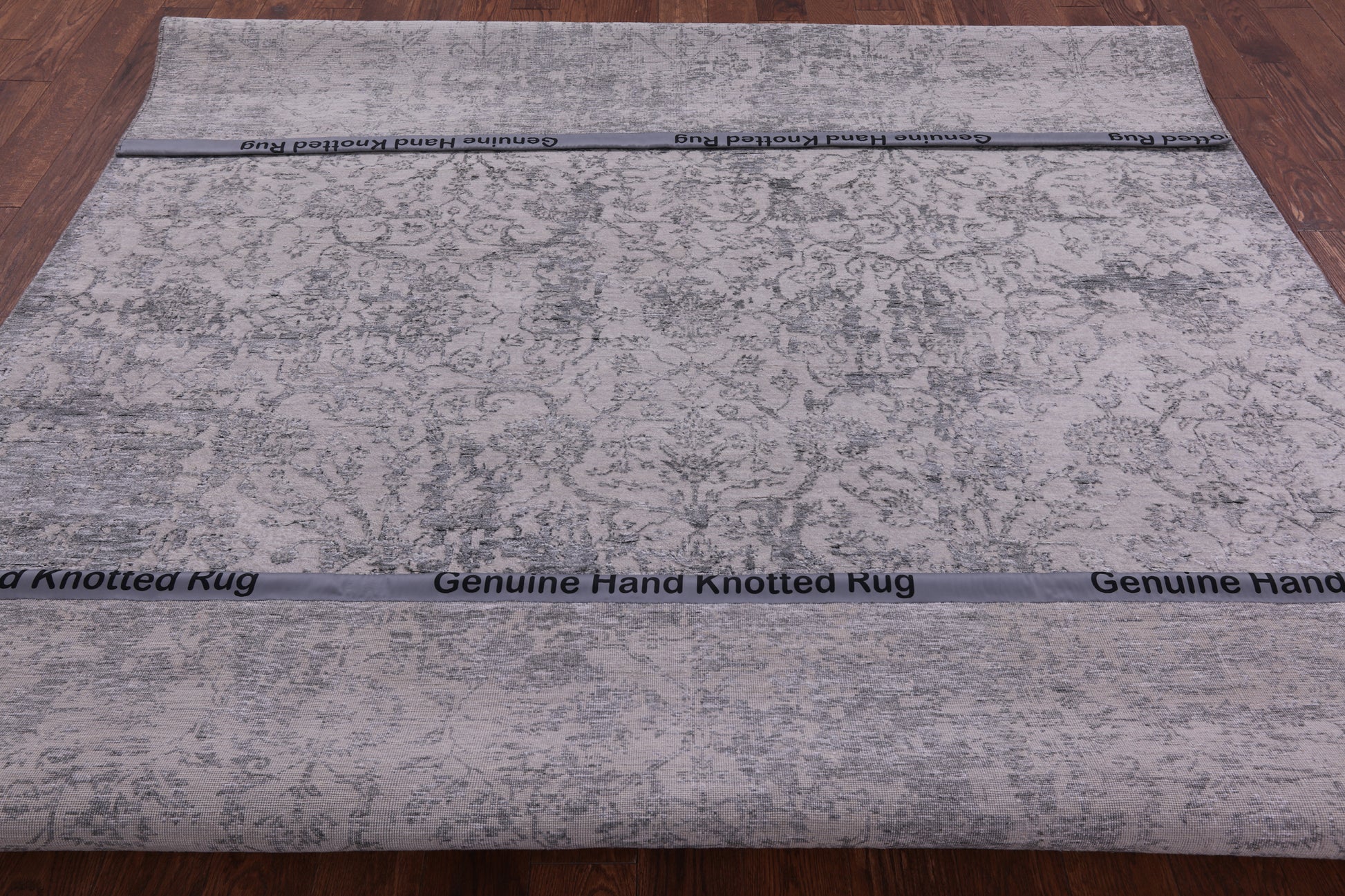 Grey Modern Handmade Wool & Silk Rug - 7' 11" X 9' 10" - Golden Nile