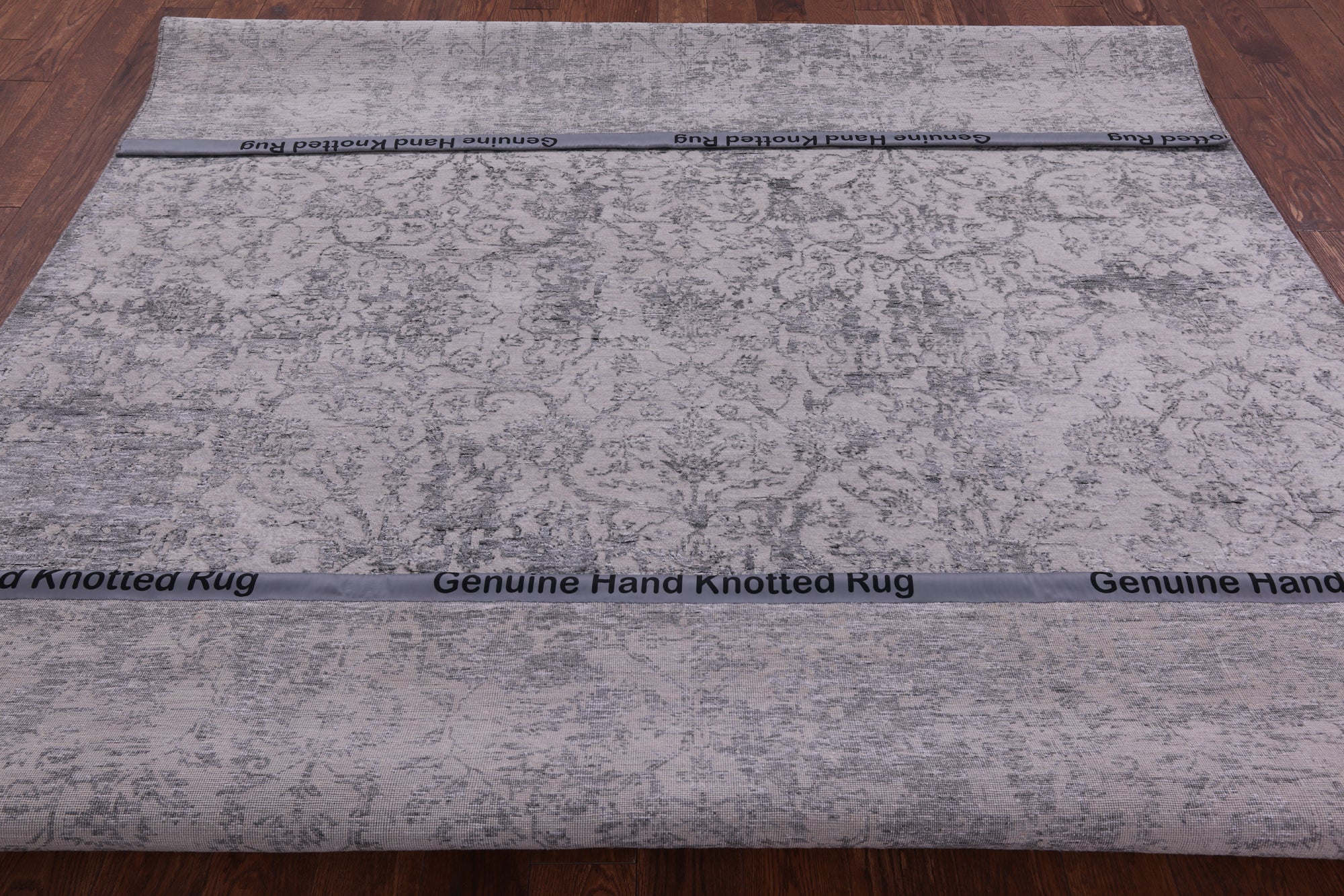 Grey Modern Handmade Wool & Silk Rug - 7' 11" X 9' 10" - Golden Nile