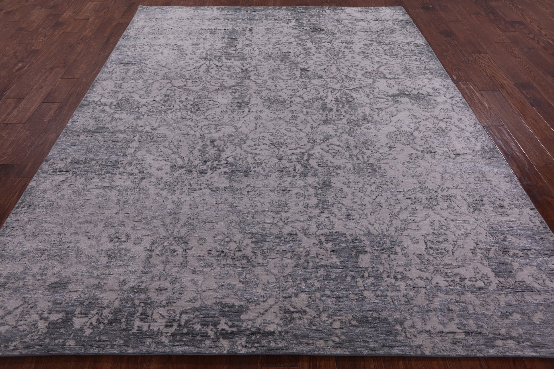 Grey Modern Handmade Wool & Silk Rug - 7' 11" X 9' 10" - Golden Nile