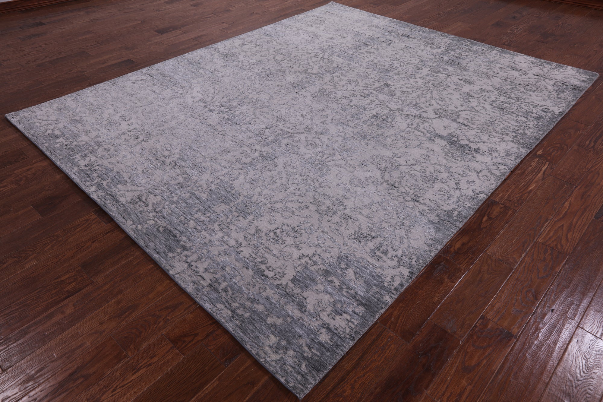 Grey Modern Handmade Wool & Silk Rug - 7' 11" X 9' 10" - Golden Nile
