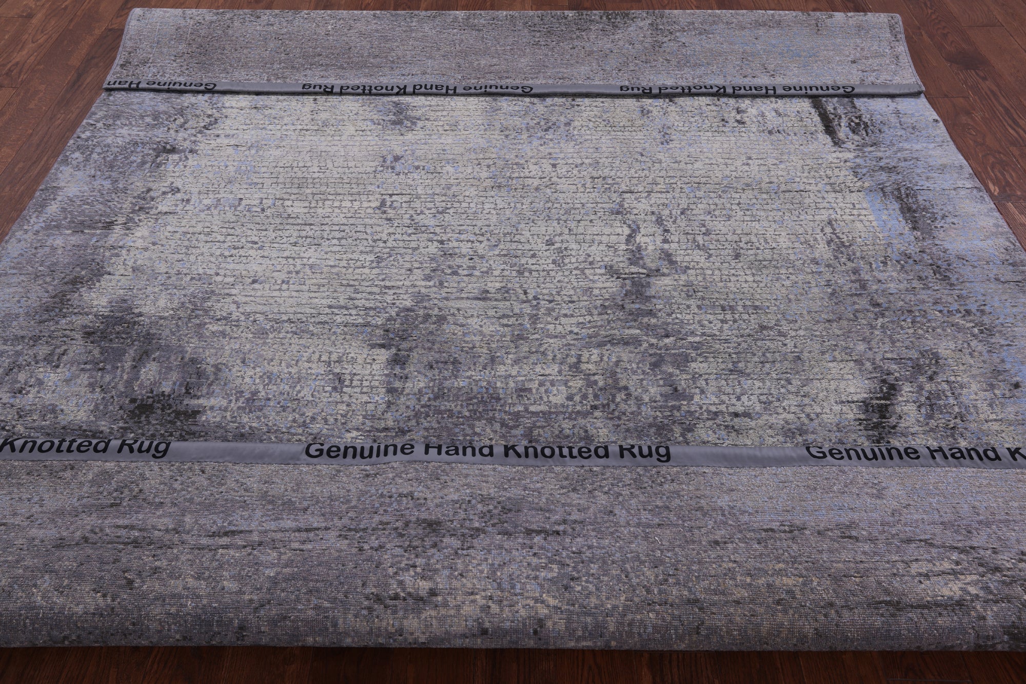 Abstract Modern Hand Knotted Wool & Silk Rug - 7' 11" X 9' 11" - Golden Nile