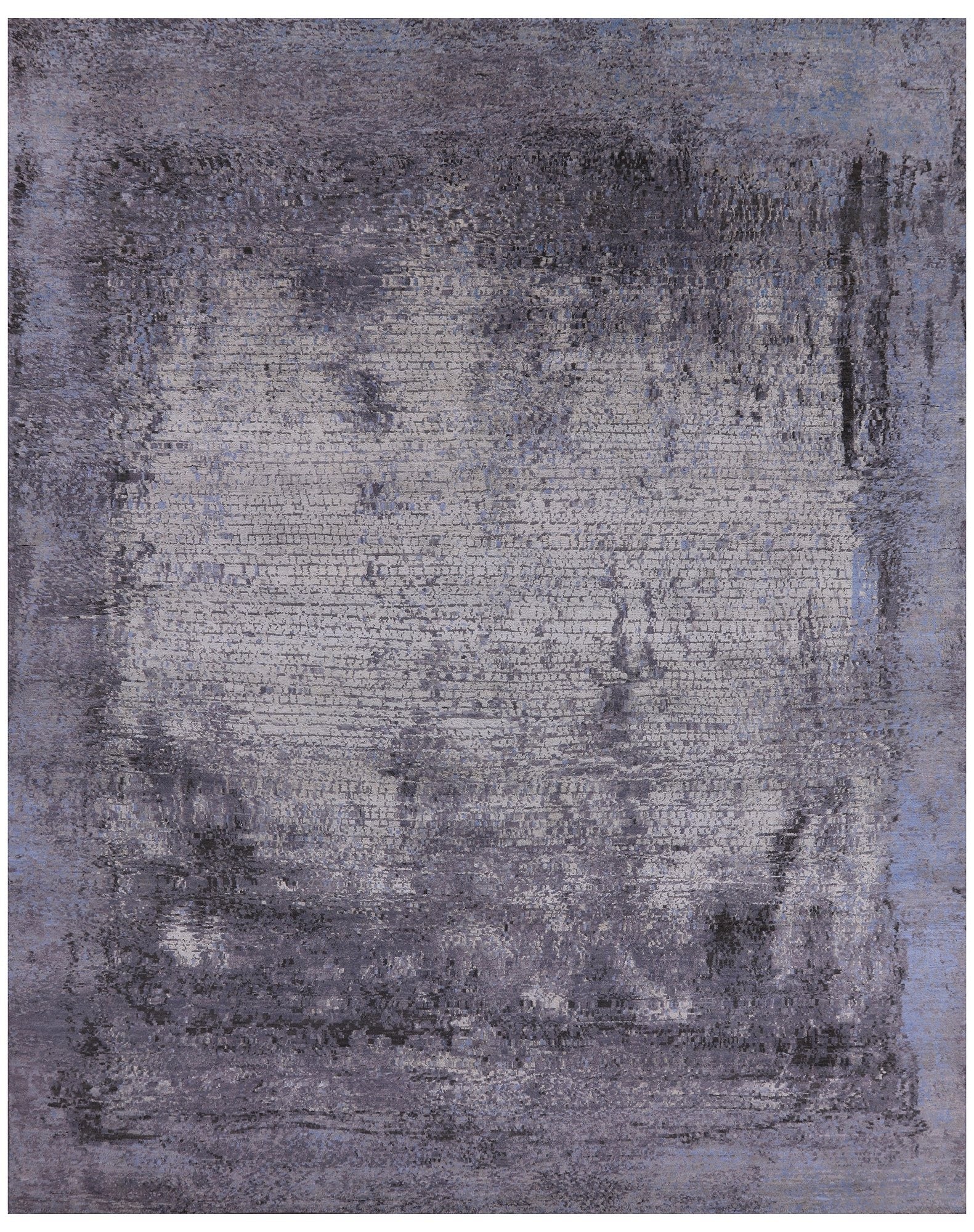 Abstract Modern Hand Knotted Wool & Silk Rug - 7' 11" X 9' 11" - Golden Nile