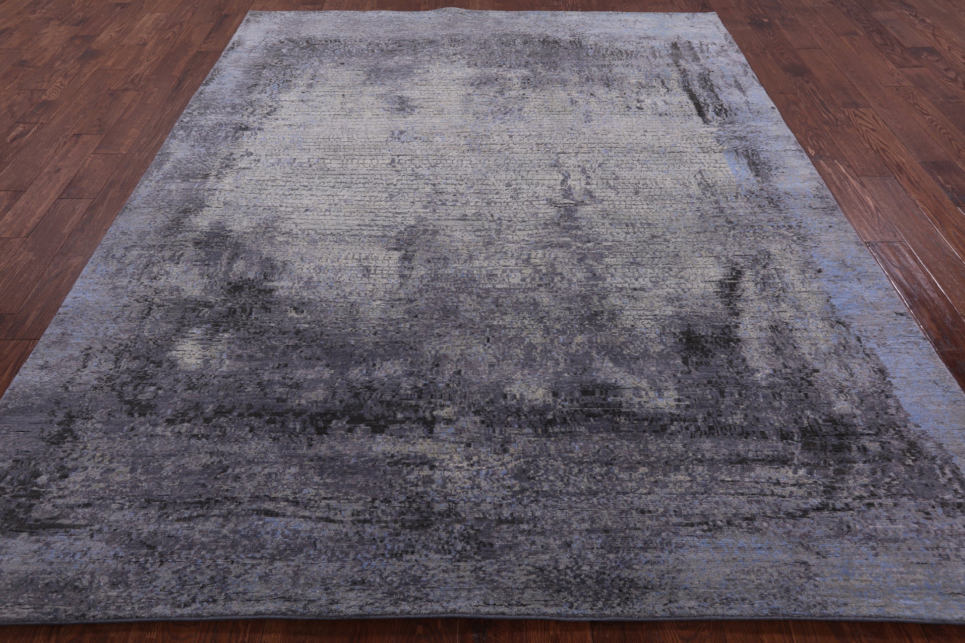 Abstract Modern Hand Knotted Wool & Silk Rug - 7' 11" X 9' 11" - Golden Nile