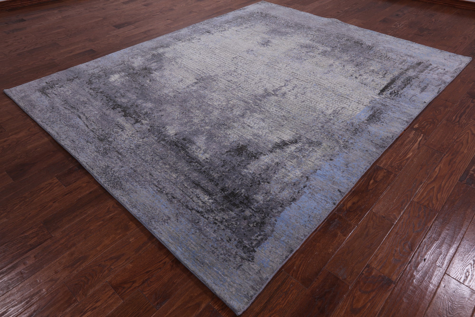 Abstract Modern Hand Knotted Wool & Silk Rug - 7' 11" X 9' 11" - Golden Nile