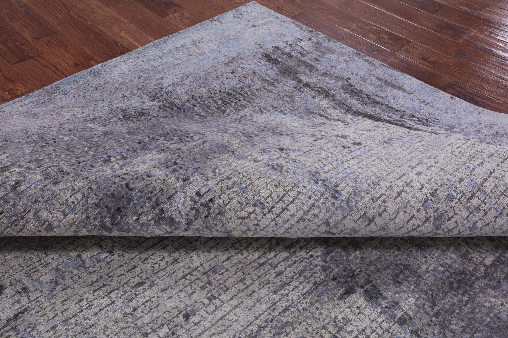 Abstract Modern Hand Knotted Wool & Silk Rug - 7' 11" X 9' 11" - Golden Nile