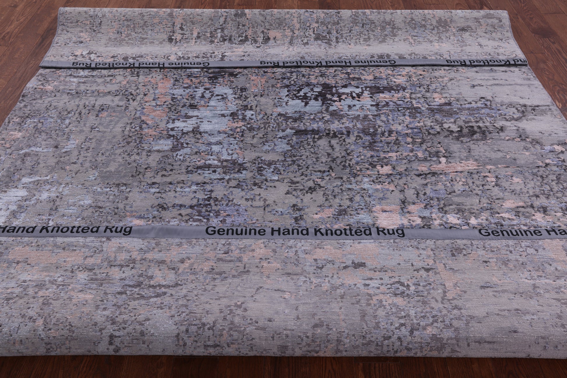 Abstract Contemporary Hand Knotted Wool & Silk Rug - 8' 0" X 10' 2" - Golden Nile