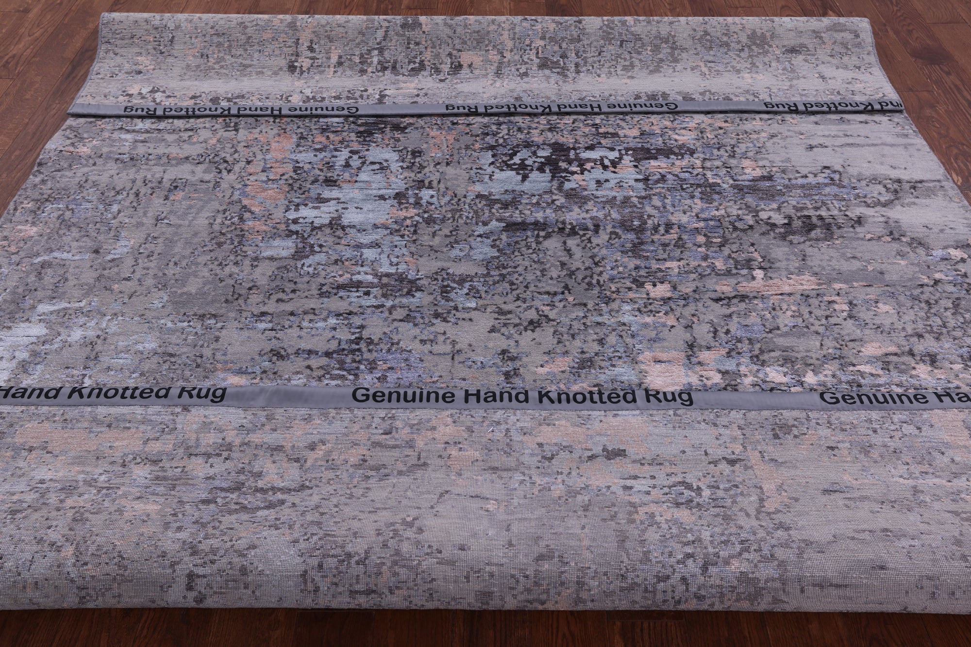 Abstract Contemporary Hand Knotted Wool & Silk Rug - 8' 0" X 10' 2" - Golden Nile