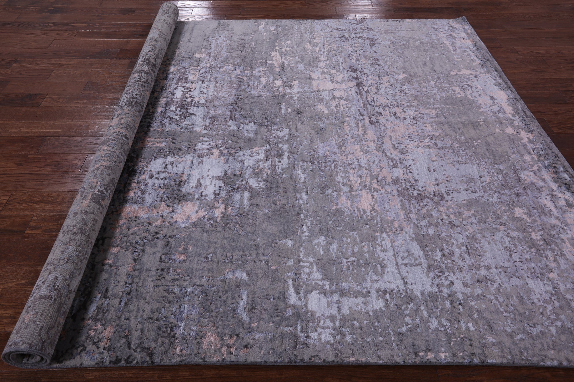 Abstract Contemporary Hand Knotted Wool & Silk Rug - 8' 0" X 10' 2" - Golden Nile