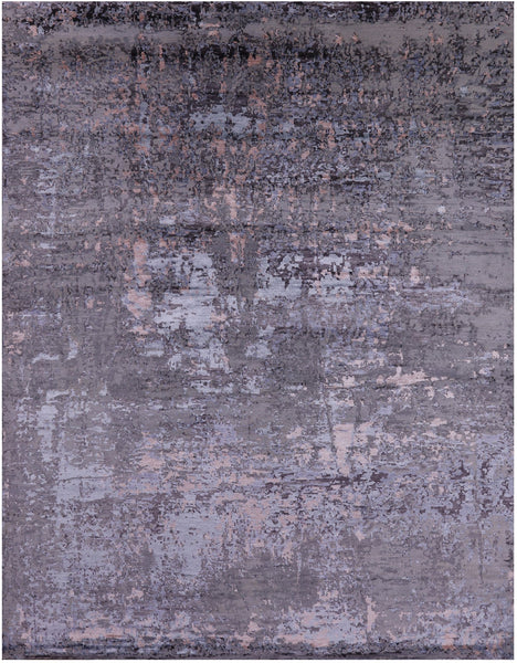 Abstract Contemporary Hand Knotted Wool & Silk Rug - 8' 0" X 10' 2" - Golden Nile