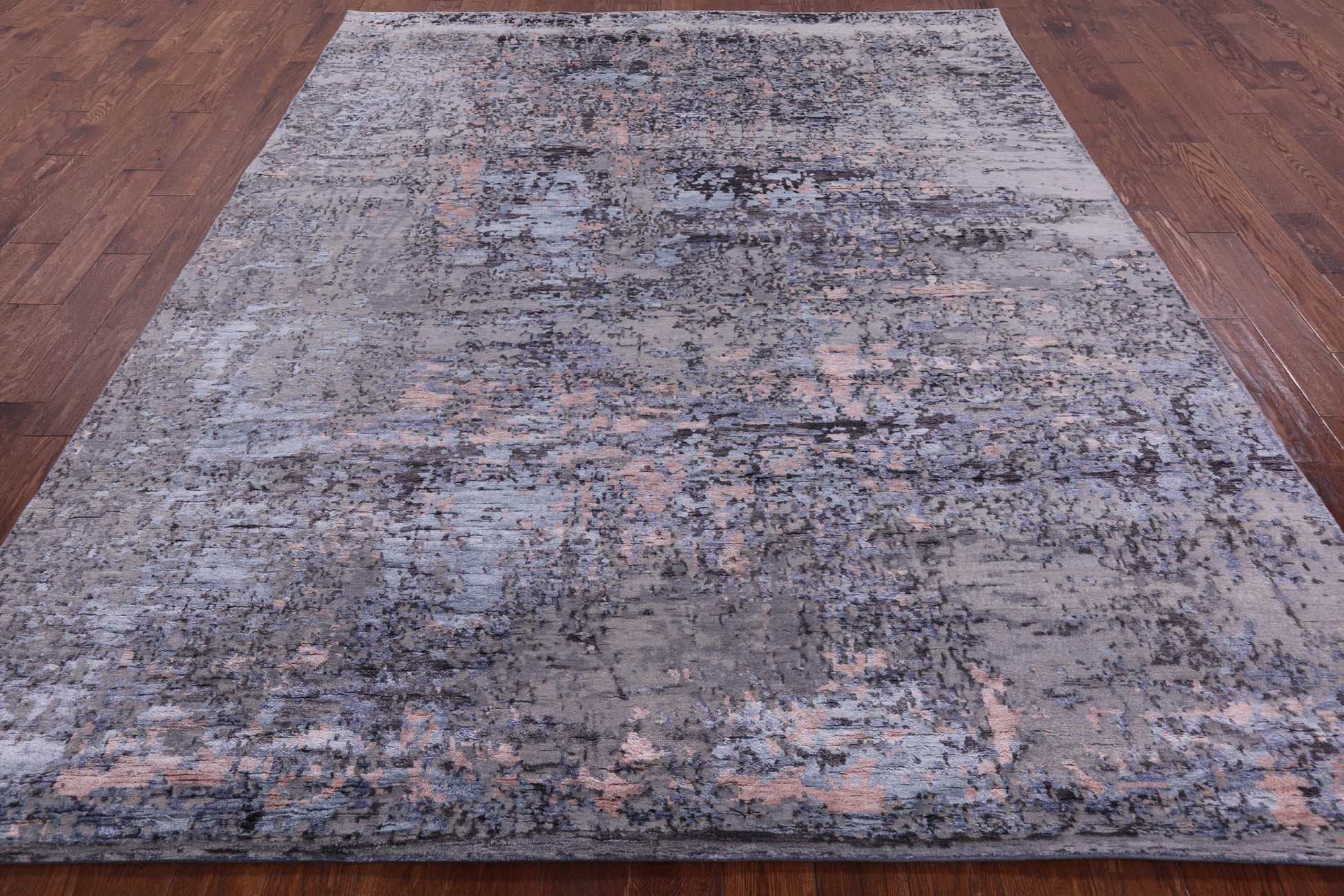 Abstract Contemporary Hand Knotted Wool & Silk Rug - 8' 0" X 10' 2" - Golden Nile
