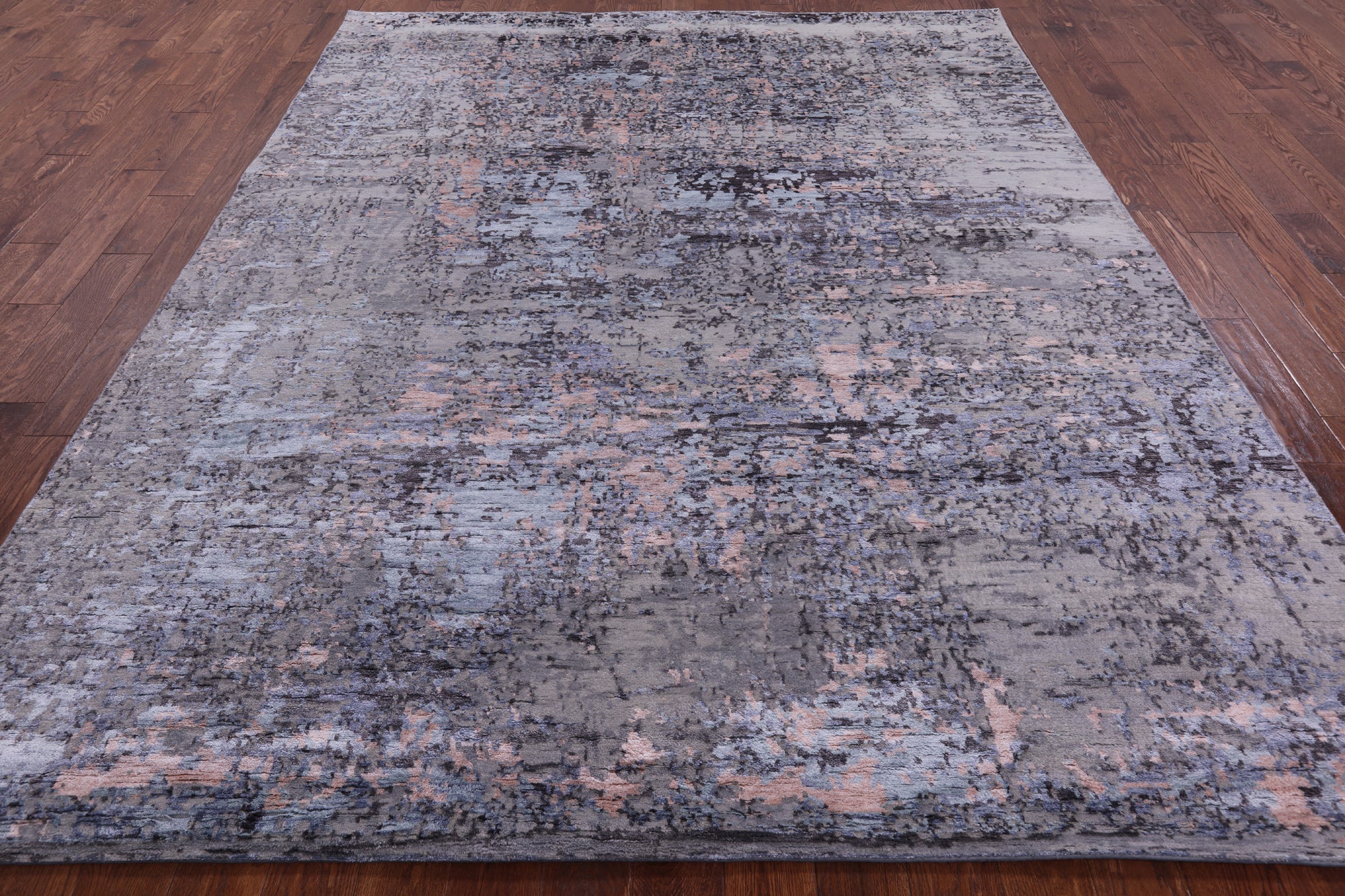 Abstract Contemporary Hand Knotted Wool & Silk Rug - 8' 0" X 10' 2" - Golden Nile