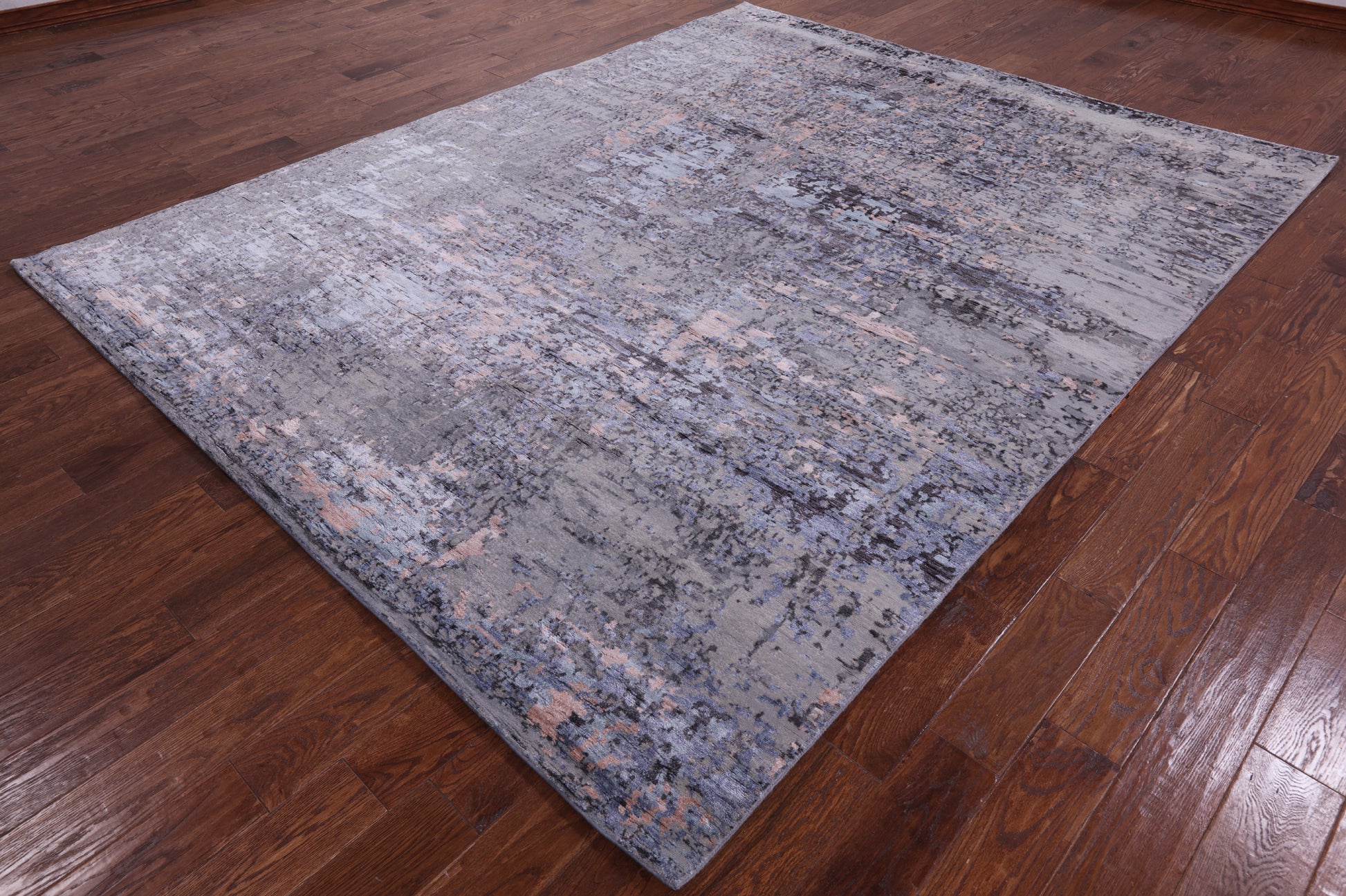 Abstract Contemporary Hand Knotted Wool & Silk Rug - 8' 0" X 10' 2" - Golden Nile
