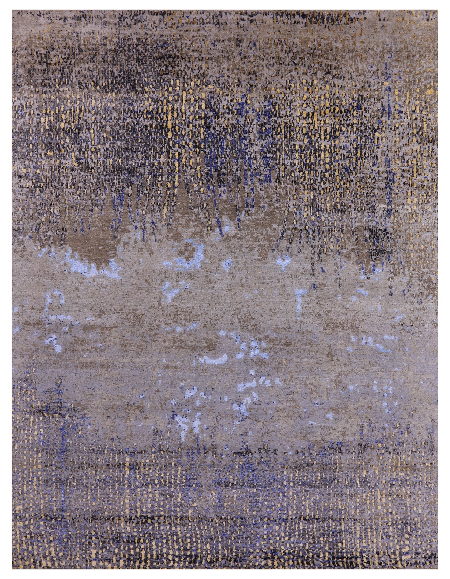 Abstract Modern Hand Knotted Wool & Silk Rug - 8' 1" X 10' 8" - Golden Nile