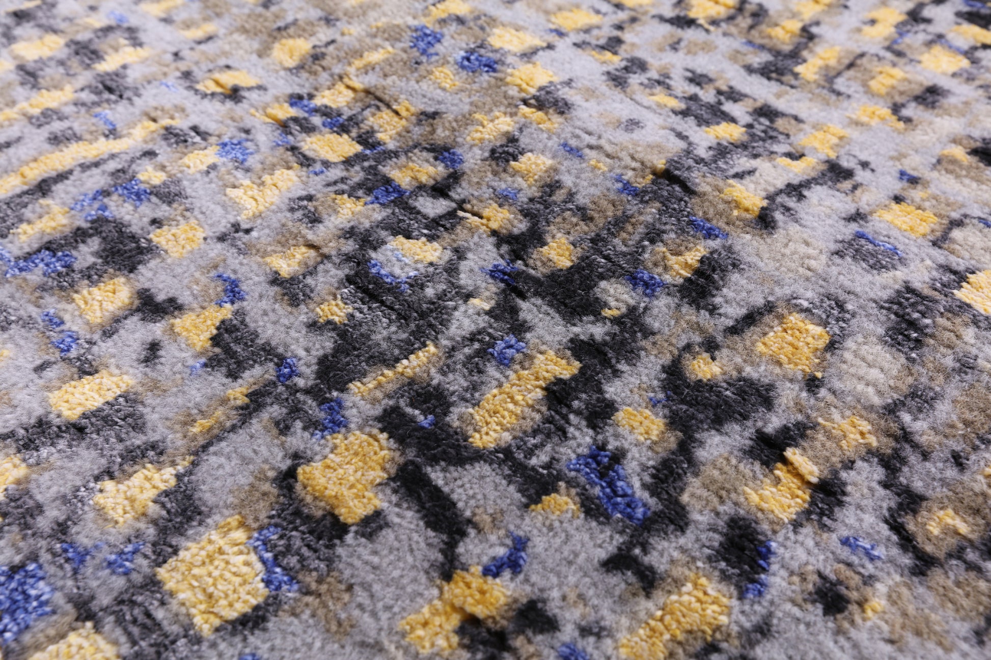Abstract Modern Hand Knotted Wool & Silk Rug - 8' 1" X 10' 8" - Golden Nile