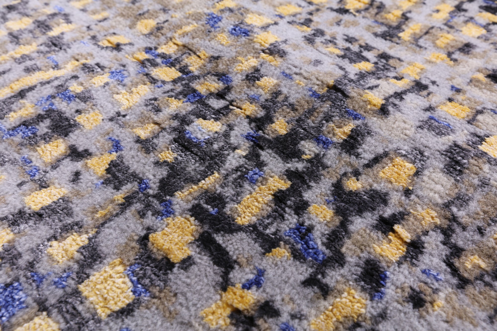 Abstract Modern Hand Knotted Wool & Silk Rug - 8' 1" X 10' 8" - Golden Nile