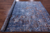 Blue Contemporary Hand Knotted Wool & Silk Rug - 8' 0" X 9' 9" - Golden Nile
