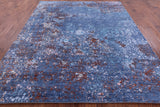 Blue Contemporary Hand Knotted Wool & Silk Rug - 8' 0" X 9' 9" - Golden Nile