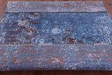 Blue Contemporary Hand Knotted Wool & Silk Rug - 8' 0" X 9' 9" - Golden Nile