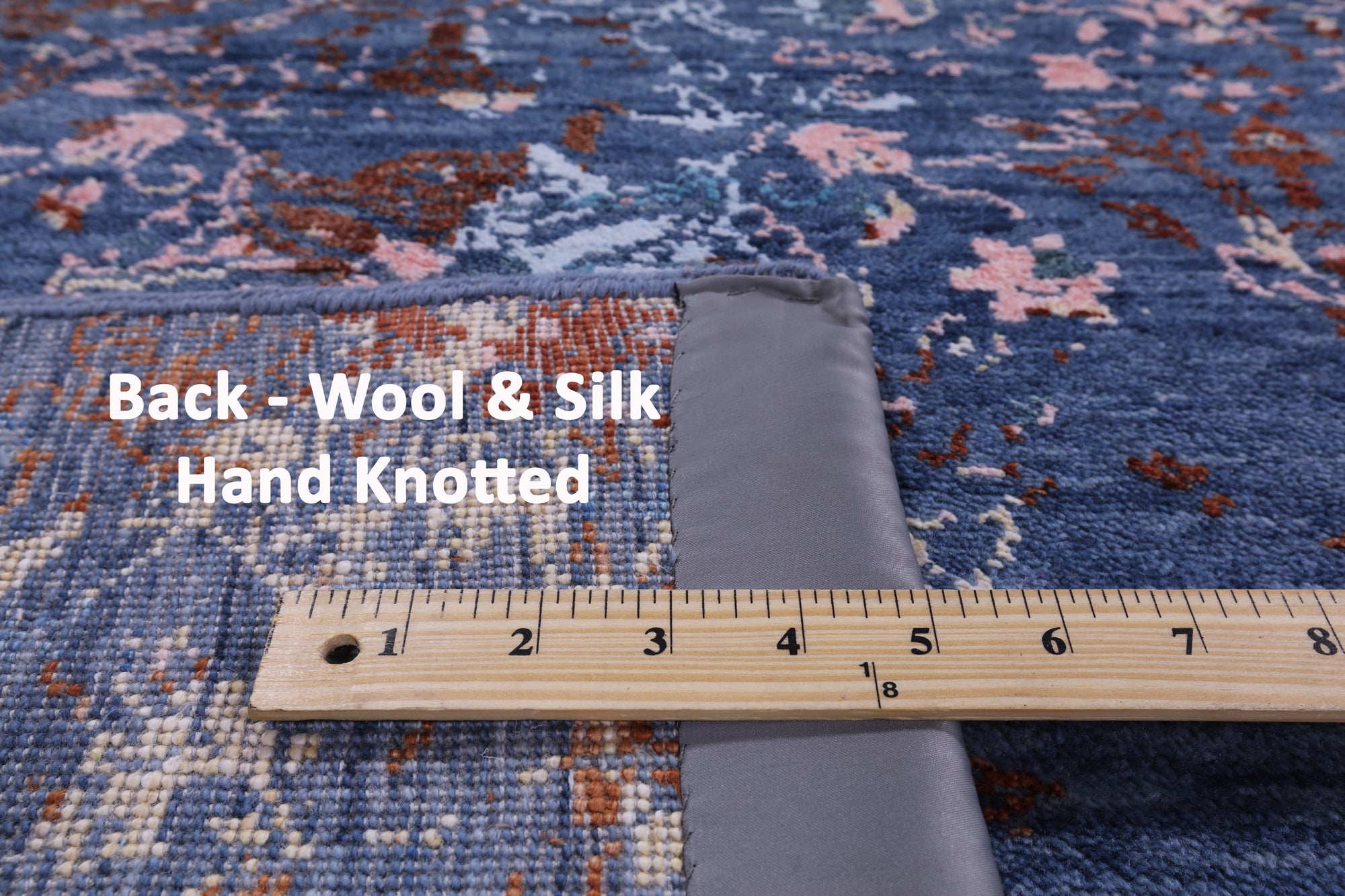 Blue Contemporary Hand Knotted Wool & Silk Rug - 8' 0" X 9' 9" - Golden Nile